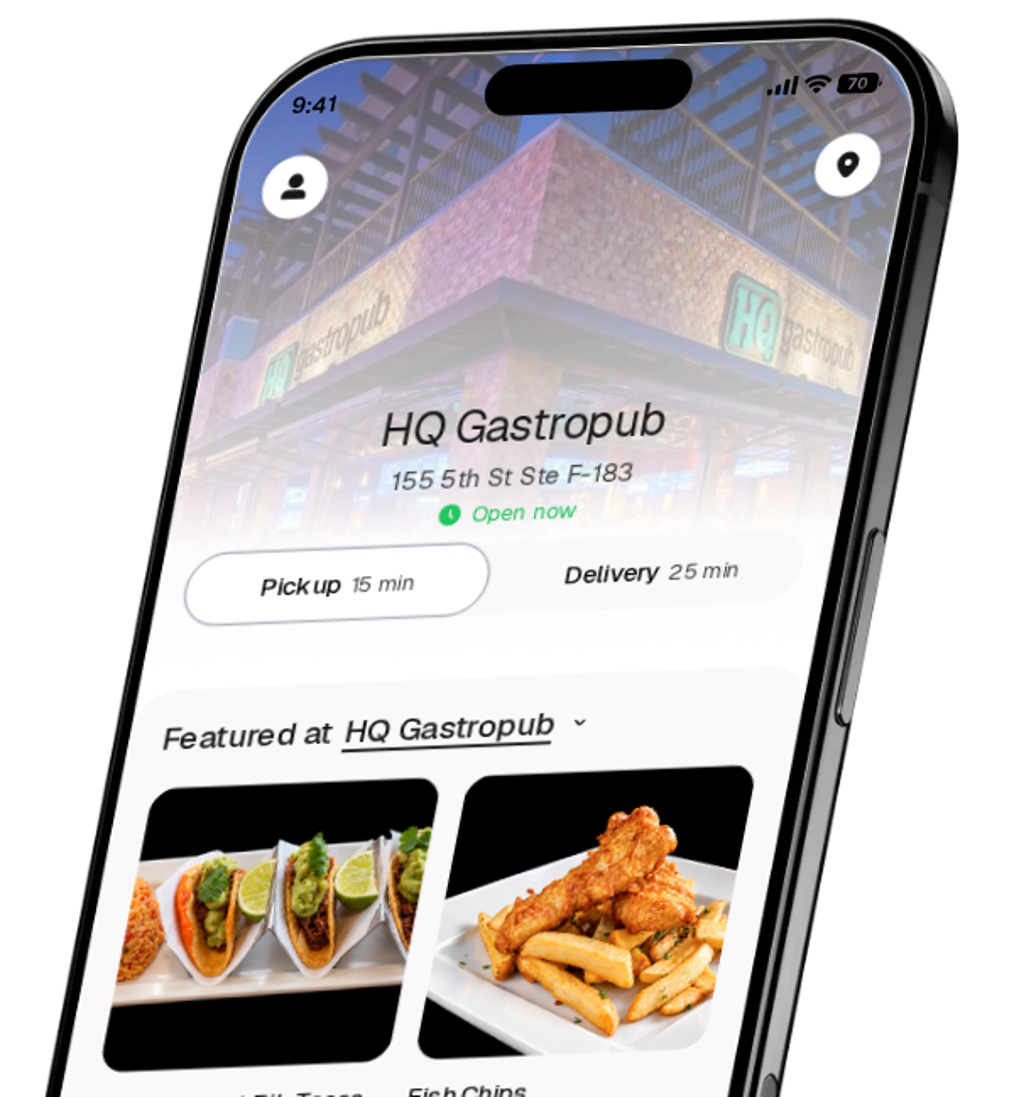 HQ Gastropub app preview