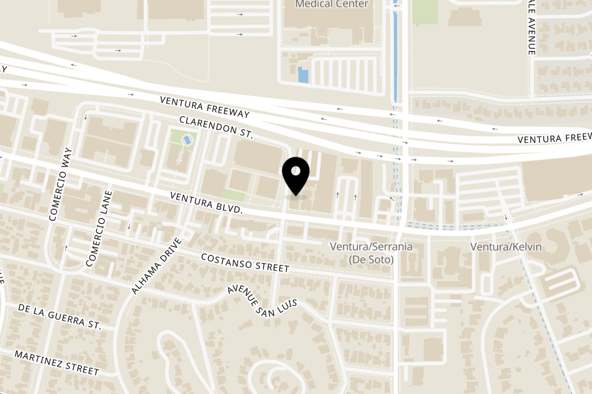 Map showing the location of HQ Gastropub Woodland Hills on 20969 Ventura Blvd in Woodland Hills